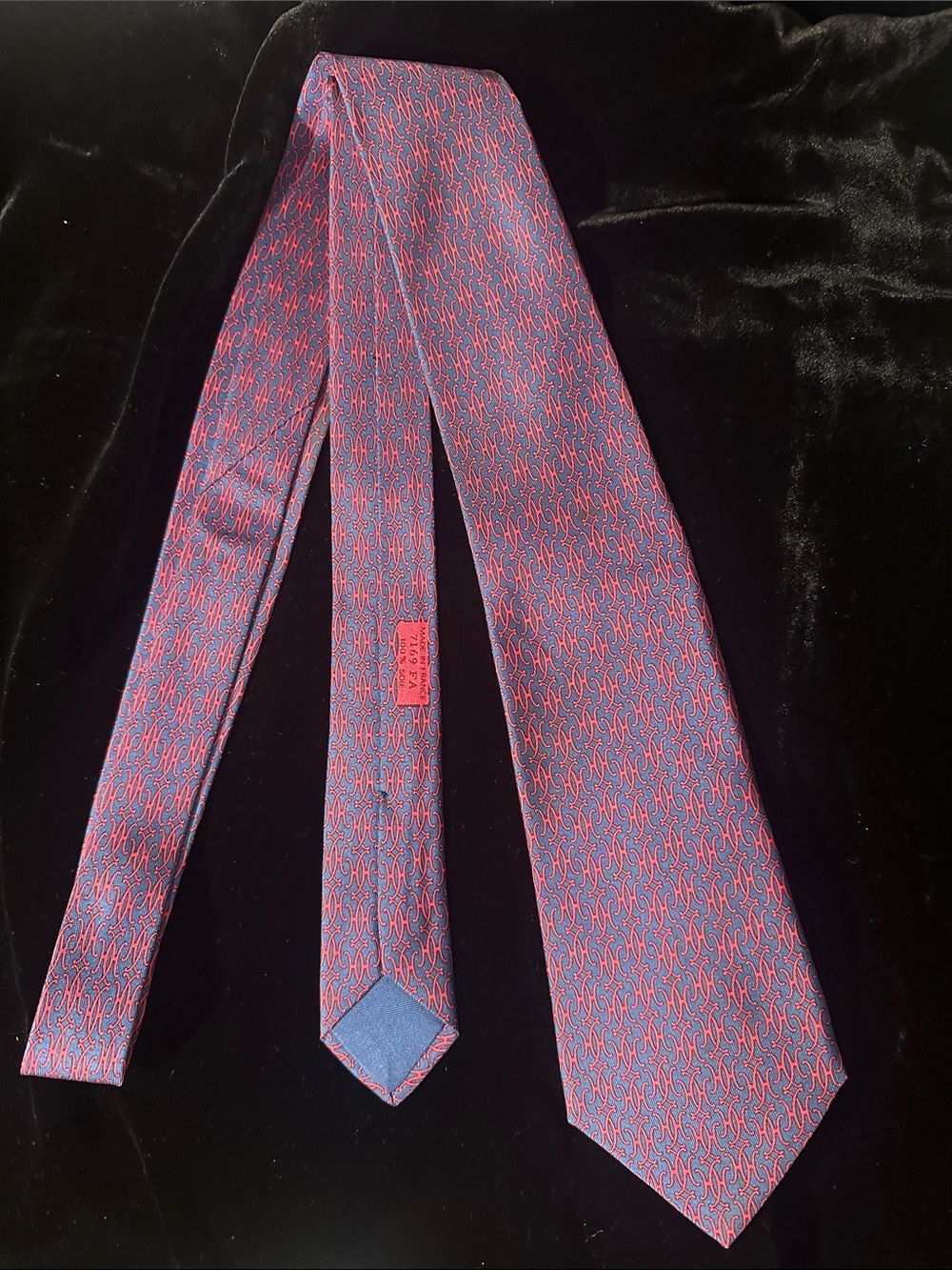 Hermes Pink and Blue Micro-Pattern Silk Tie